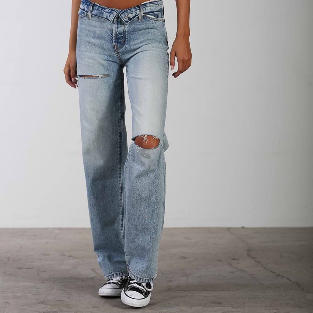 REVICE Light Blue Distressed Boyfriend Jeans